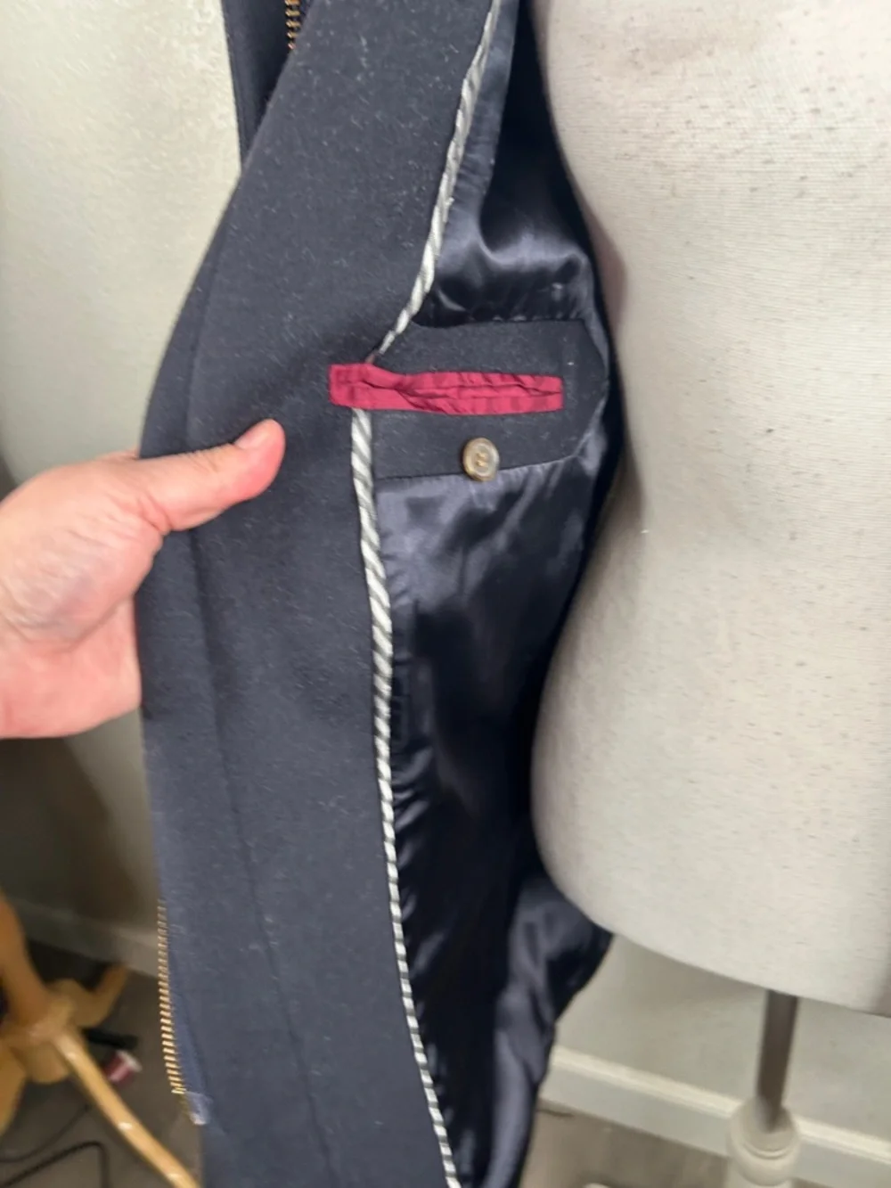 J. Crew 100% Virgin Wool Navy Blue Winter Pea Coat Broken Zipper Jacket Size 4 - Picture 4 of 8
